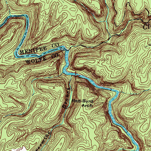 Topographic Map of Silvermine Branch, KY