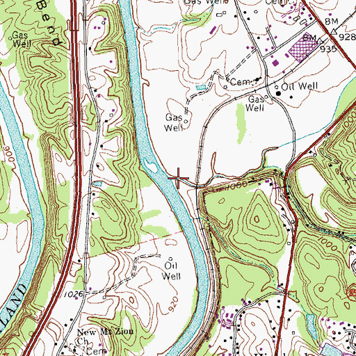 Topographic Map of Watts Creek, KY