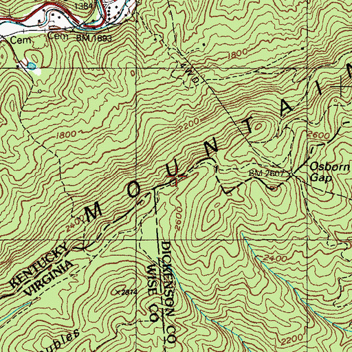 Topographic Map of Pine Mountain Trail, KY