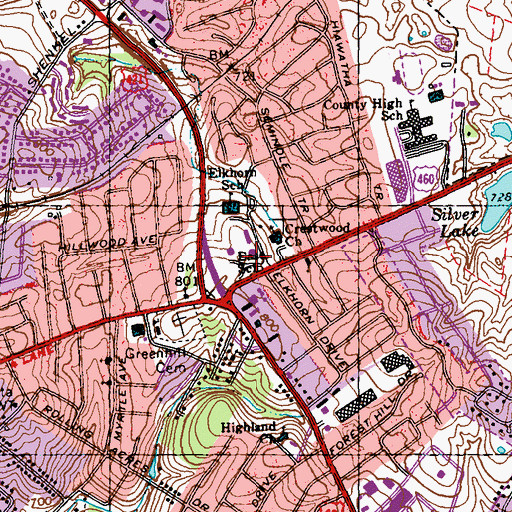Topographic Map of East School, KY