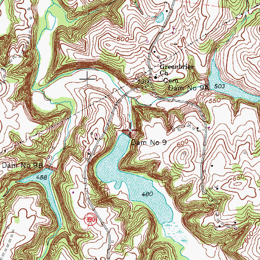 Topographic Map of Dam Number 9, KY