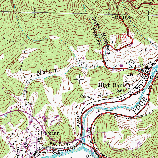 Topographic Map of WFSR-AM (Harlan), KY