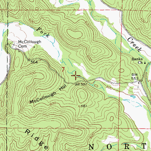 Topographic Map of McCollough Hollow, AR