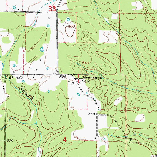Topographic Map of Mennonite School, AR