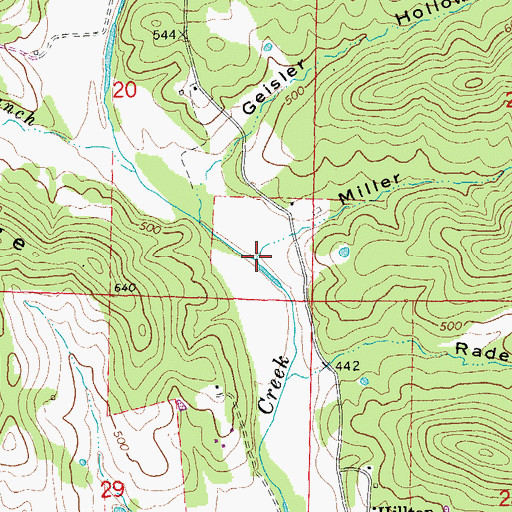 Topographic Map of Miller Hollow, AR