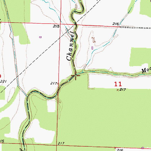 Topographic Map of Moccasin Bayou, AR