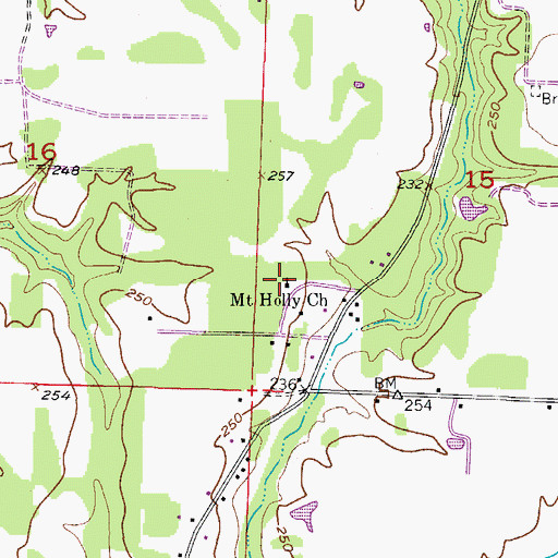 Topographic Map of Mount Holly Church, AR