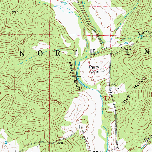 Topographic Map of Perry Bluff, AR