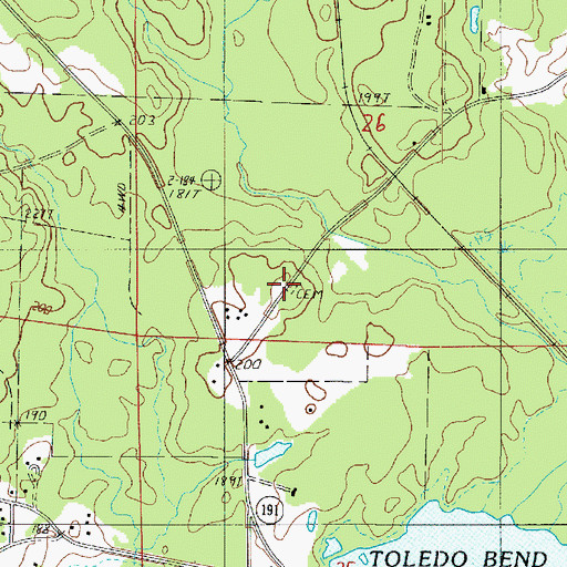 Topographic Map of Clyde Cemetery, LA