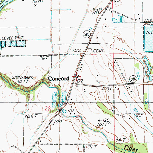 Topographic Map of Concord Church, LA