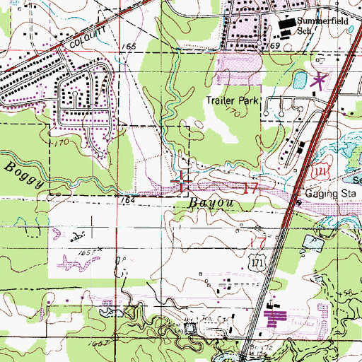 Topographic Map of Gilmer Bayou, LA