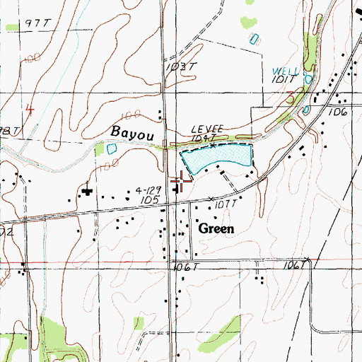 Topographic Map of Green Church, LA