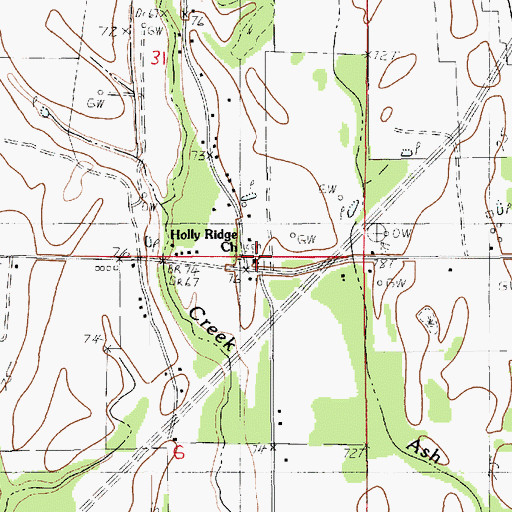 Topographic Map of Holly Ridge Church, LA
