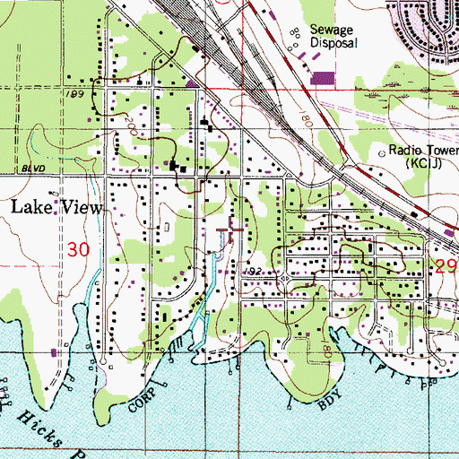Topographic Map of Lakeview, LA