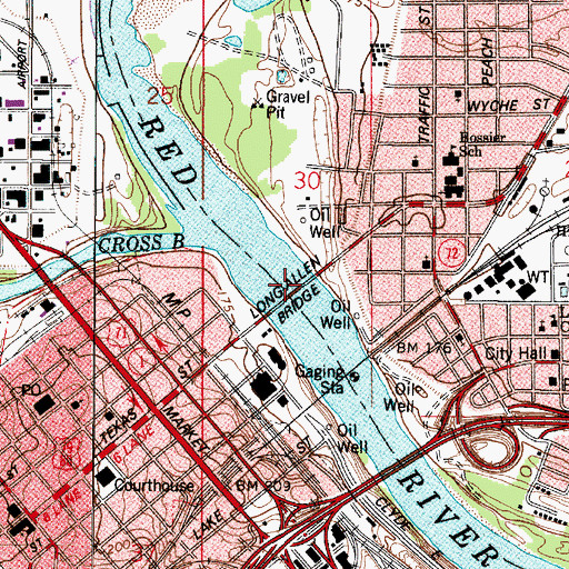 Topographic Map of Long-Allen Bridge, LA