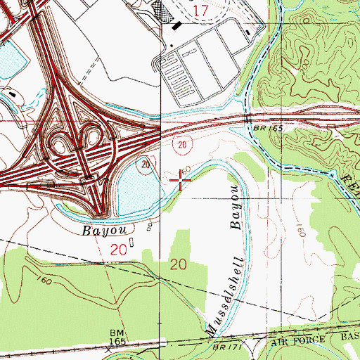 Topographic Map of Musselshell Bayou, LA