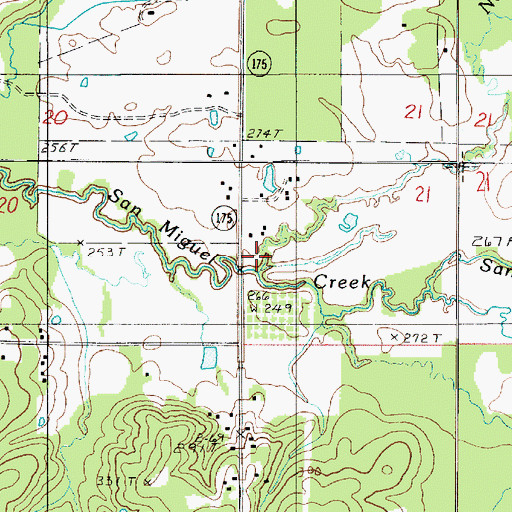 Topographic Map of North Fork San Miguel Creek, LA
