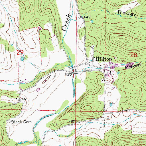 Topographic Map of Prewitt Hollow, AR
