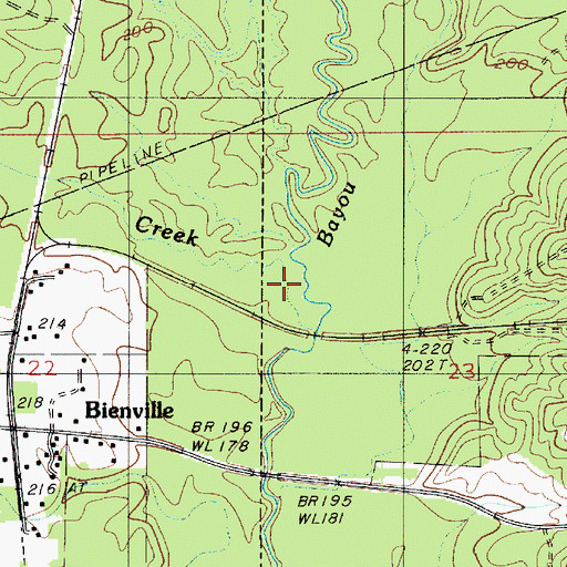 Topographic Map of Pea Vine Creek, LA