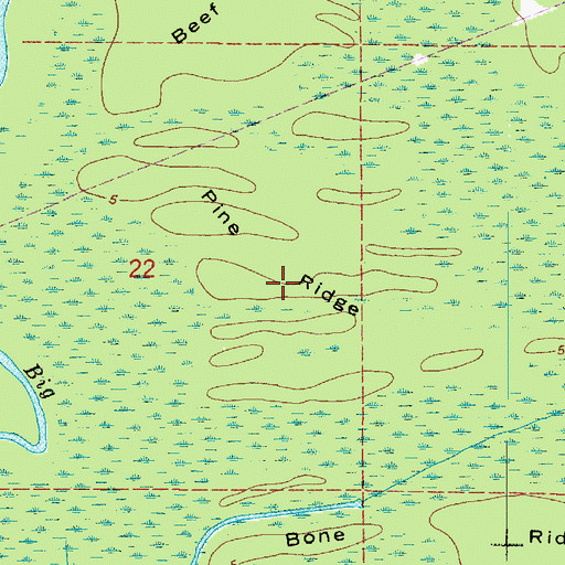 Topographic Map of Pine Ridge, LA