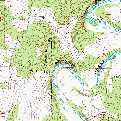 Topographic Map of Red Bluff, AR