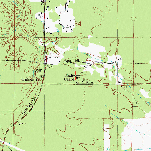Topographic Map of Smith Chapel, LA