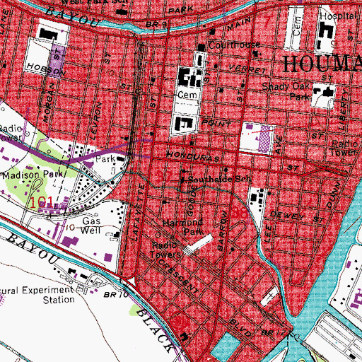 Topographic Map of Southside School (historical), LA