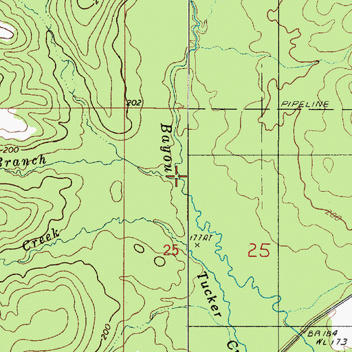 Topographic Map of Thomas Branch, LA