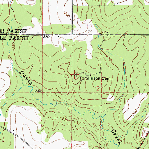 Topographic Map of Tomlinson Cemetery, LA