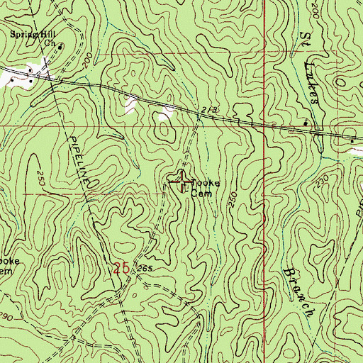 Topographic Map of Tooke Cemetery, LA