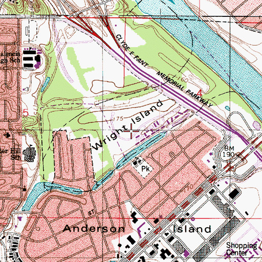 Topographic Map of Wright Island, LA