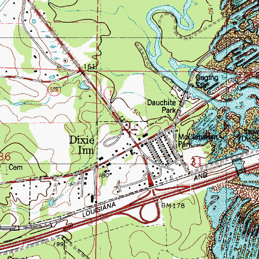 Topographic Map of Dixie Inn, LA