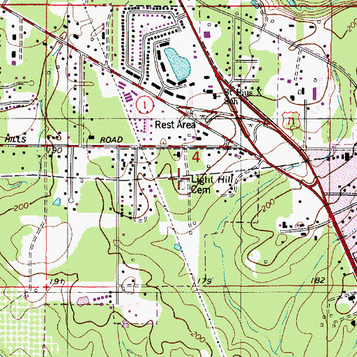 Topographic Map of Light Hill Cemetery, LA