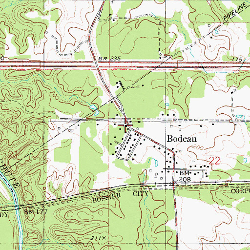 Topographic Map of Red Chute Church, LA
