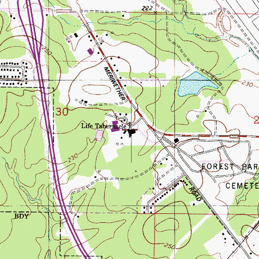 Topographic Map of Life Tabernacle, LA