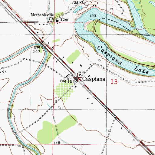 Topographic Map of Caspiana, LA
