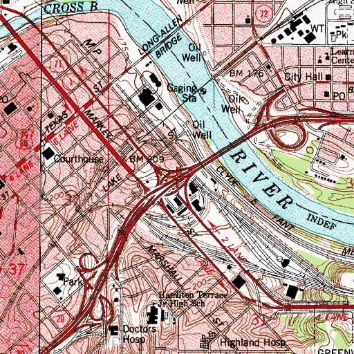 Topographic Map of Interchange 19A, LA