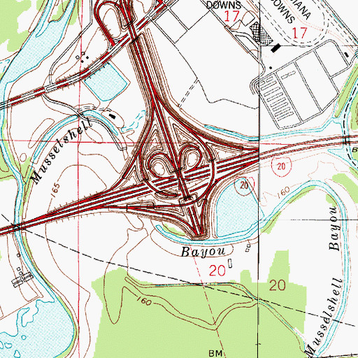 Topographic Map of Interchange 26, LA