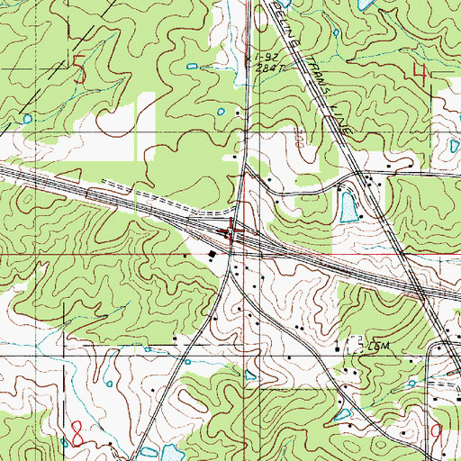 Topographic Map of Interchange 52, LA