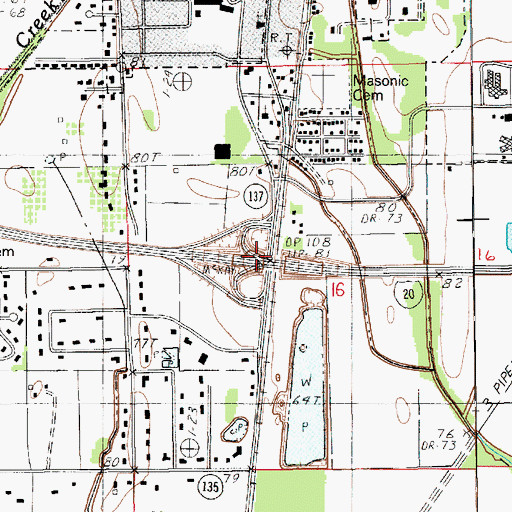 Topographic Map of Interchange 138, LA