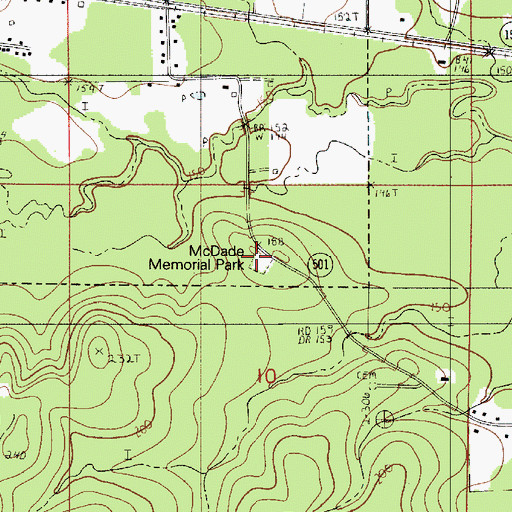 Topographic Map of McDade Memorial Park, LA