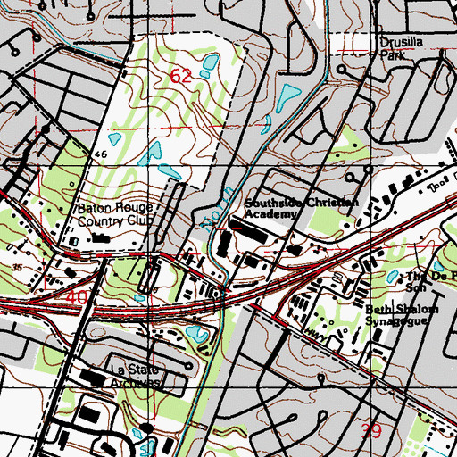 Topographic Map of Southside Christian Academy, LA