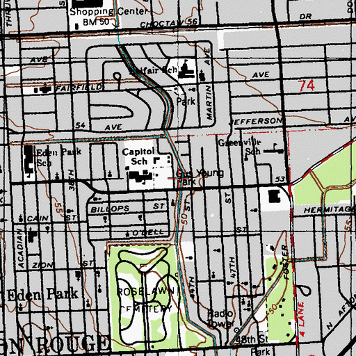 Topographic Map of Capitol Avenue School (historical), LA
