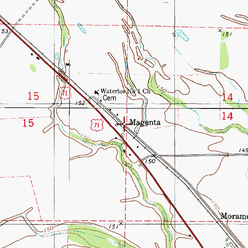 Topographic Map of Magenta, LA