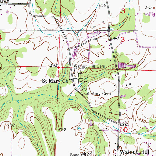 Topographic Map of Saint Mary Church, AR