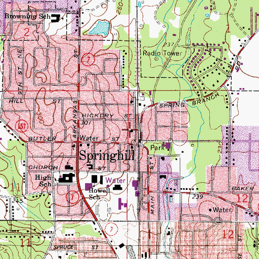 Topographic Map of Springhill Presbyterian Church, LA