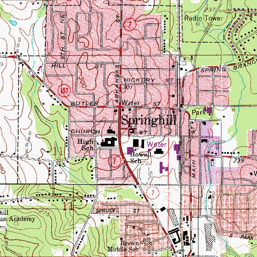 Topographic Map of Springhill United Methodist Church, LA