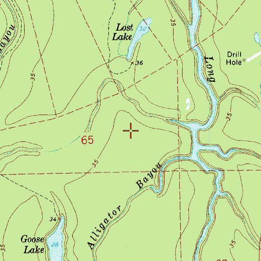 Topographic Map of Lower Sunk Lake Oil Field, LA