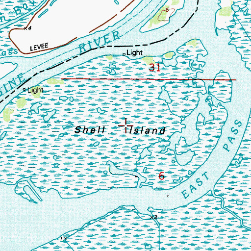 Topographic Map of Shell Island, LA