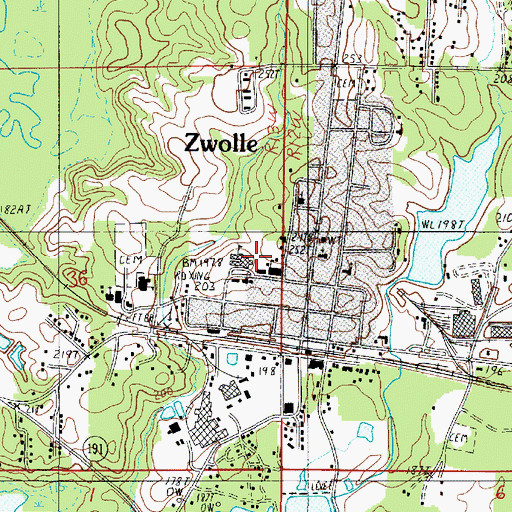 Topographic Map of Zwolle Elementary School, LA